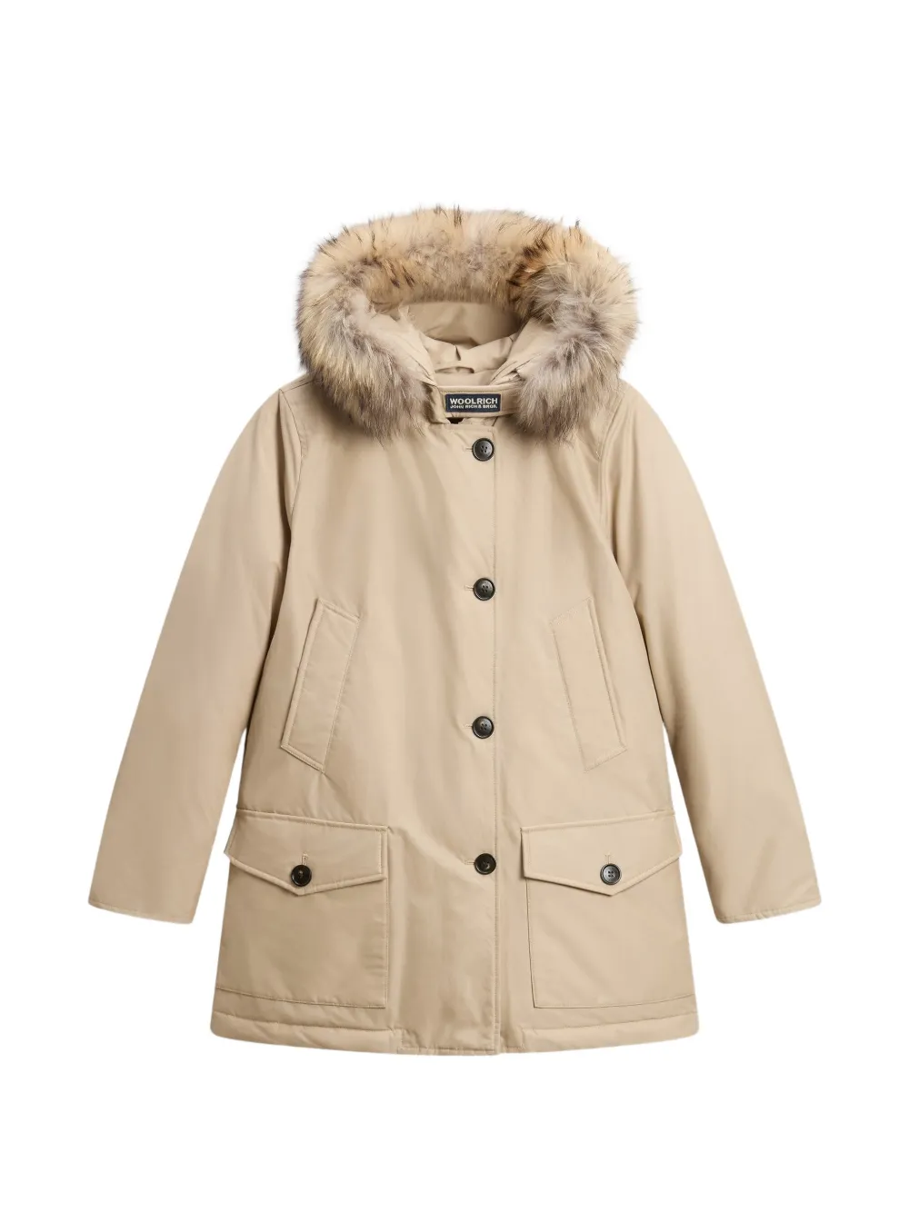 Woolrich fur-trim hooded parka Beige