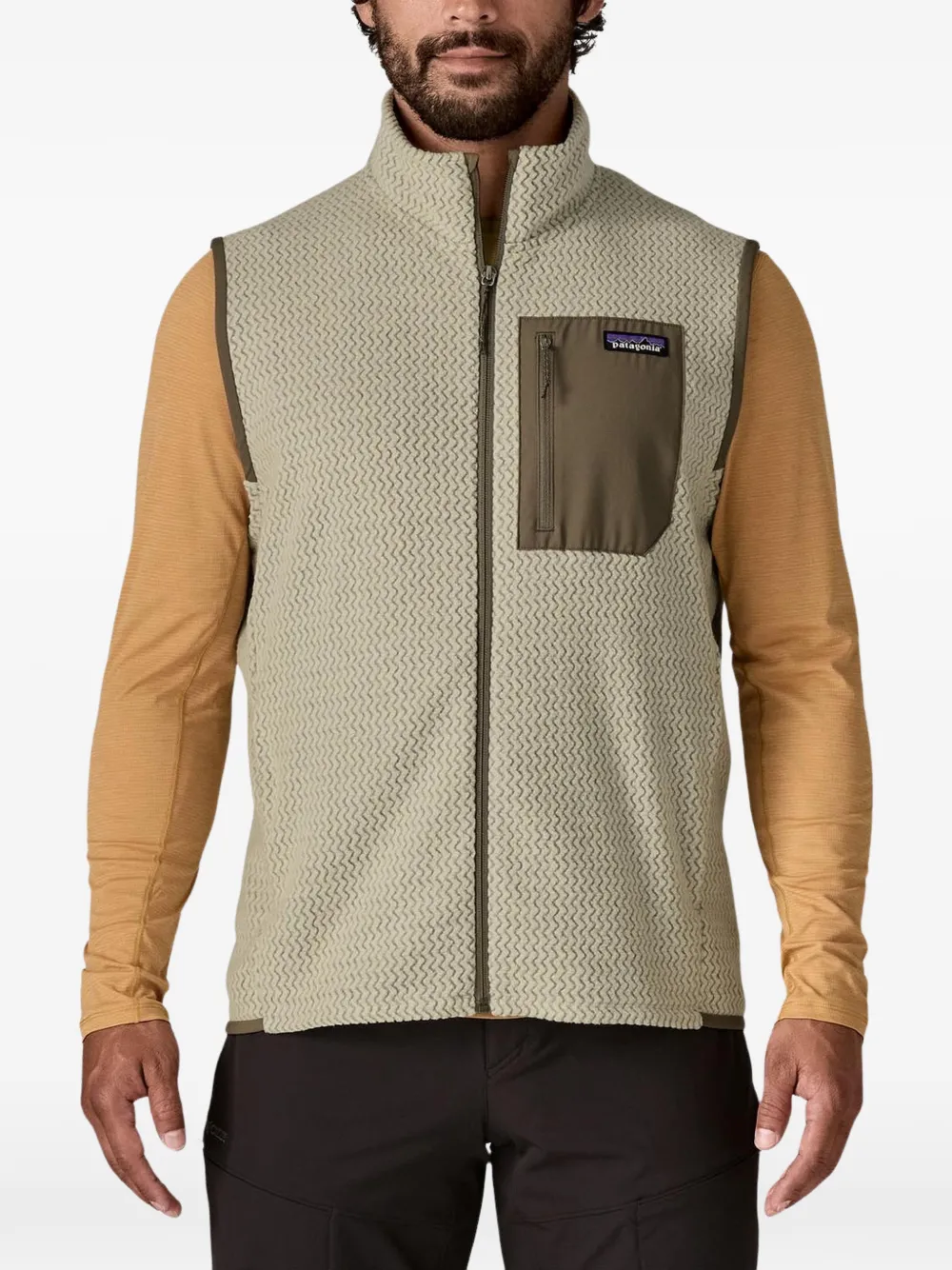 Patagonia R1 Air fleece top met zigzag-patroon Beige