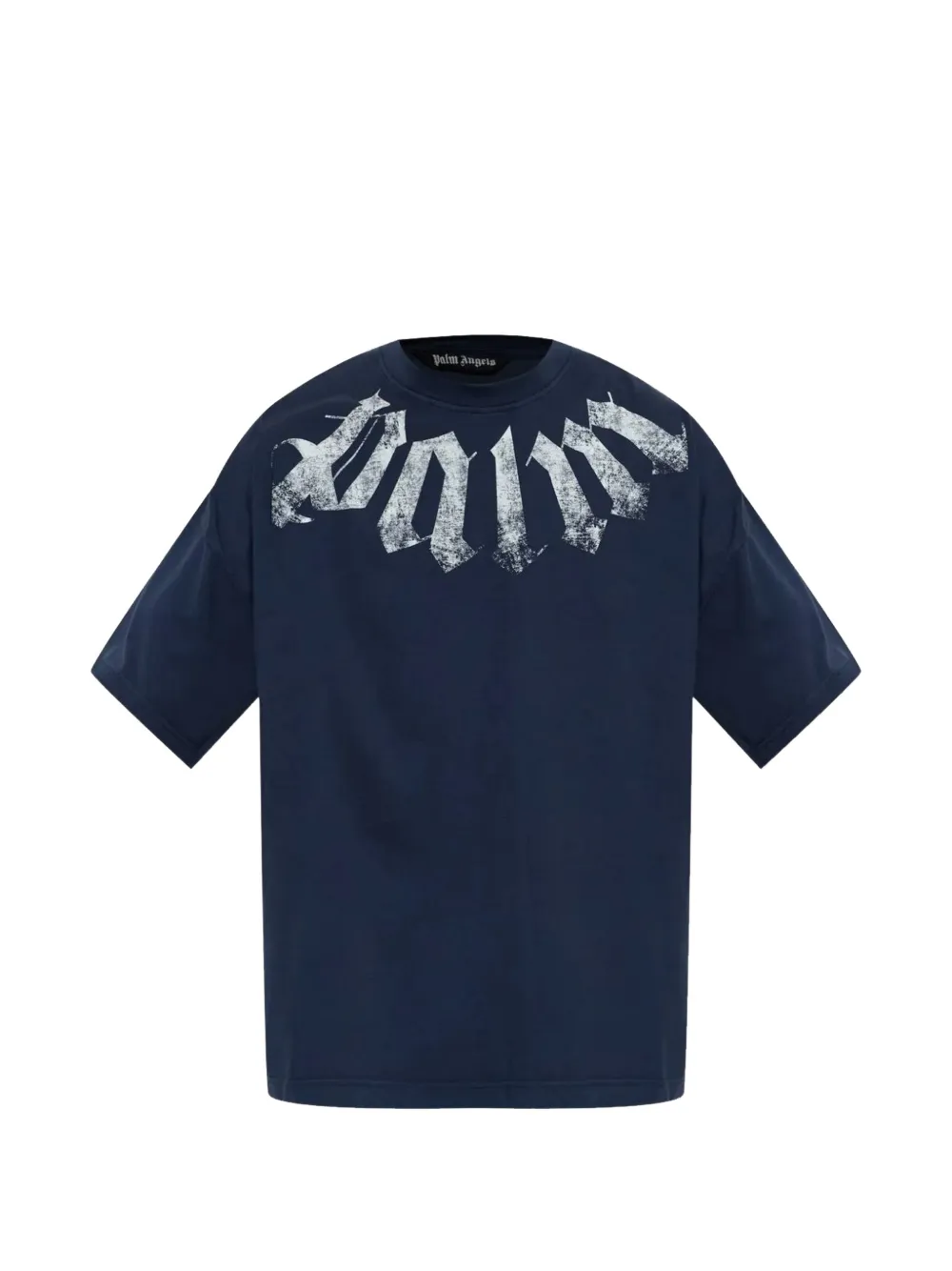 Palm Angels Big Neck logo loose T-shirtr Blauw