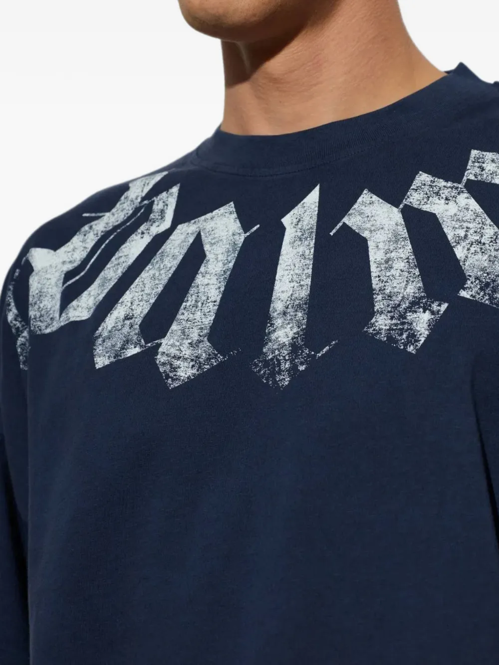 Palm Angels Big Neck logo loose T-shirtr Blauw