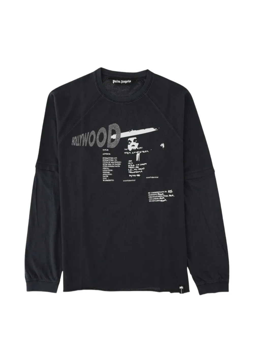 Palm Angels Neon Boulevard double-layer long-sleeve top Zwart