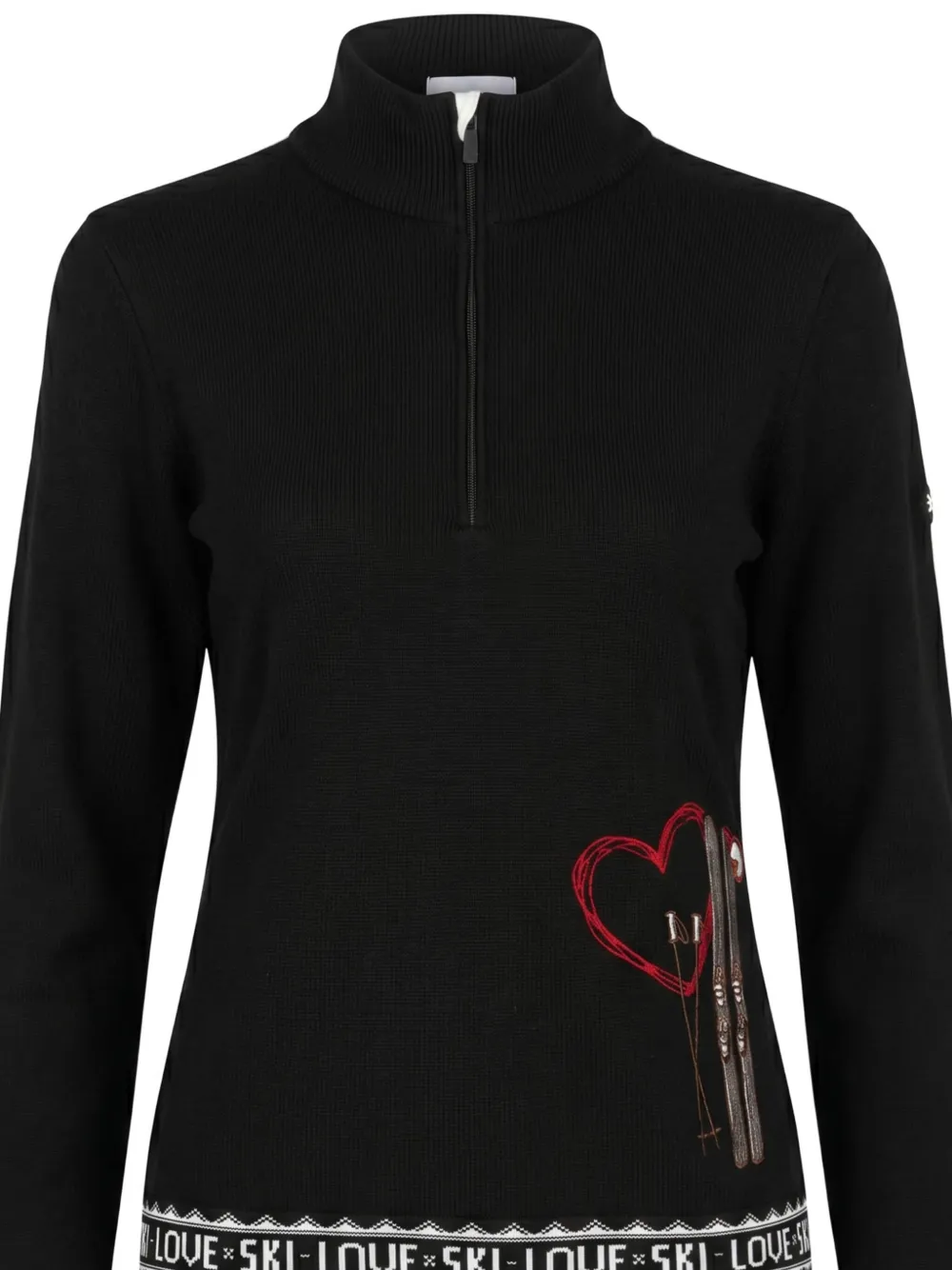 NEWLAND Regina heart-motif quarter-zip sweater Zwart