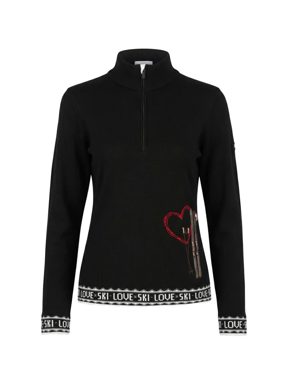 NEWLAND Regina heart-motif quarter-zip sweater Zwart