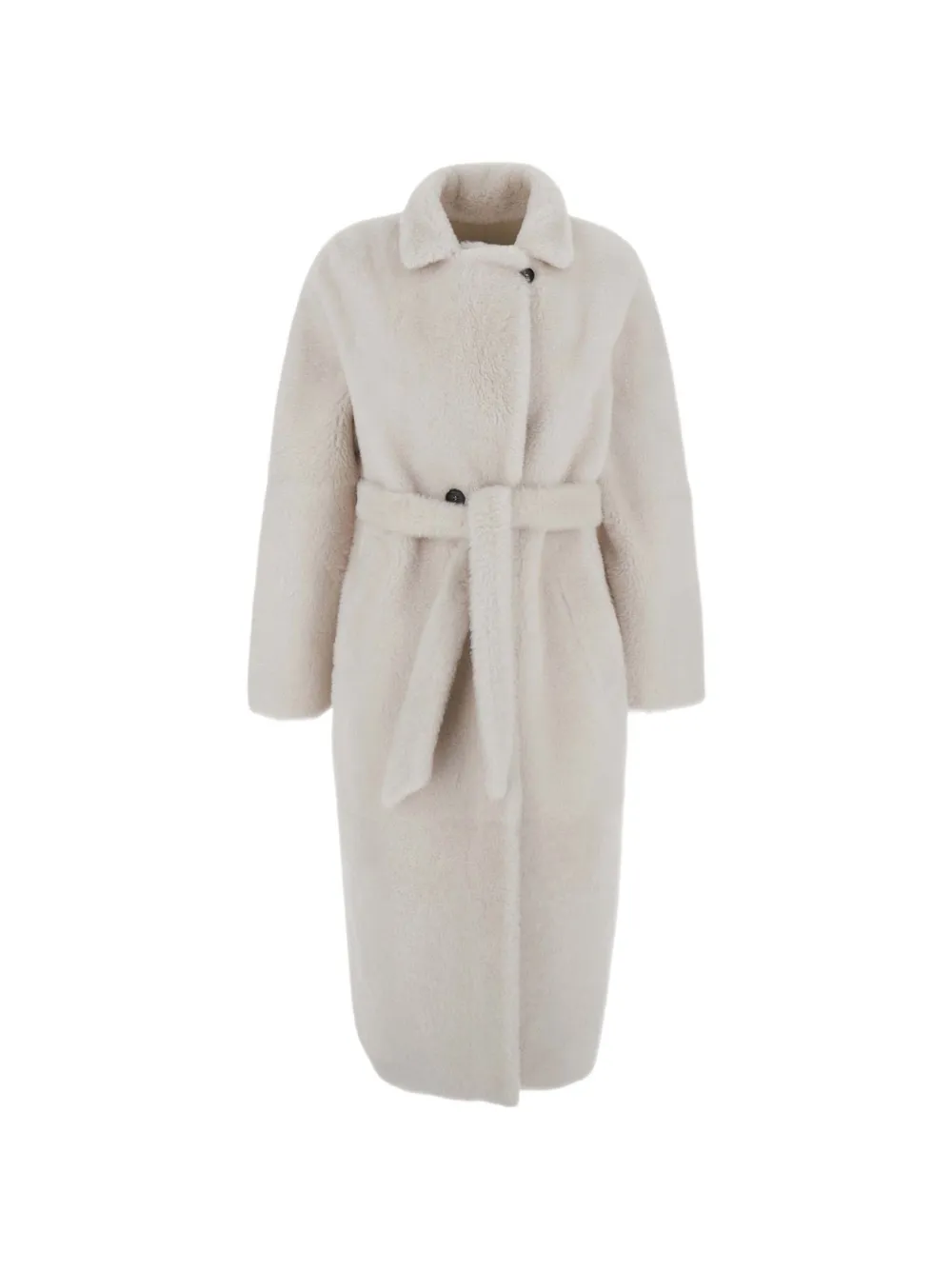 Suprema belted shearling coat Wit