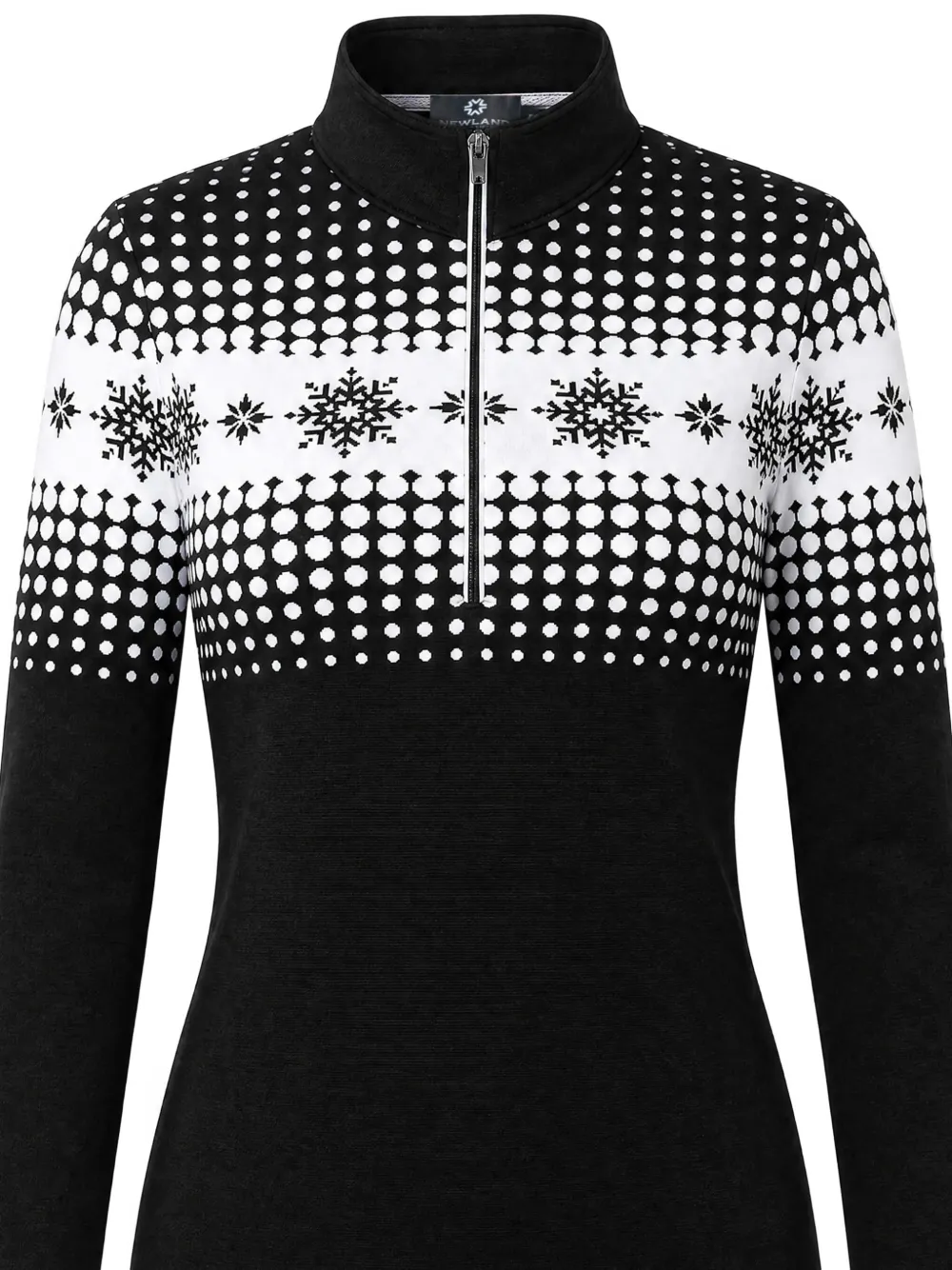NEWLAND Altaris trui met halve rits en sneeuwvlok-intarsia Zwart