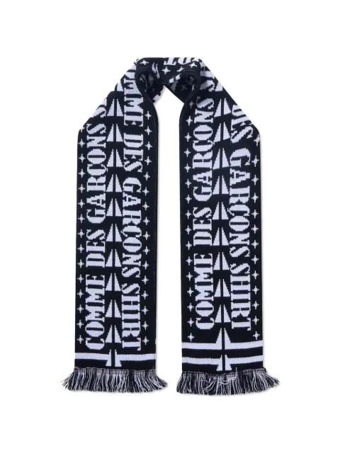 Comme Des Garçons logo-intarsia fringed scarf