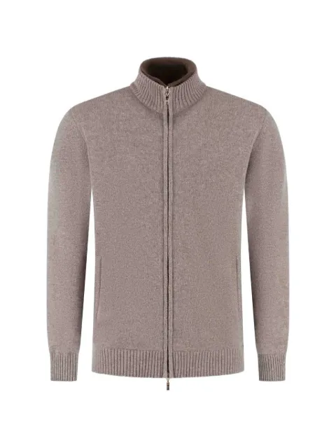 Doriani Cashmere shearling-collar knitted cardigan