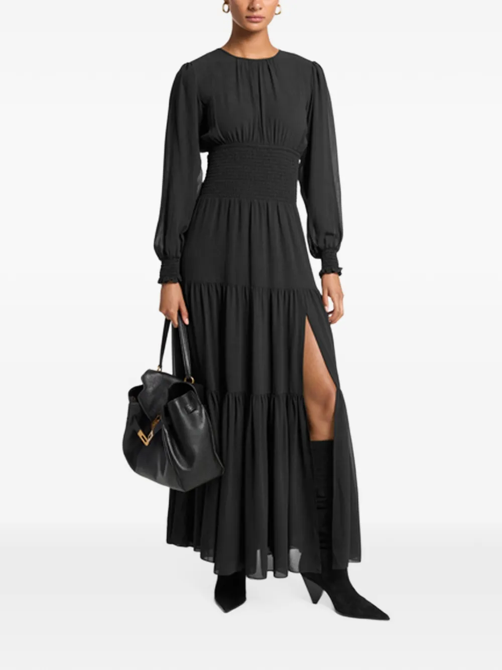 Michael Kors long-sleeve smock maxi dress Zwart