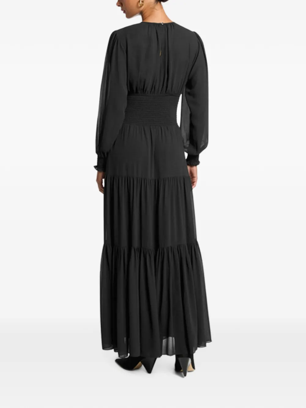 Michael Kors long-sleeve smock maxi dress Zwart