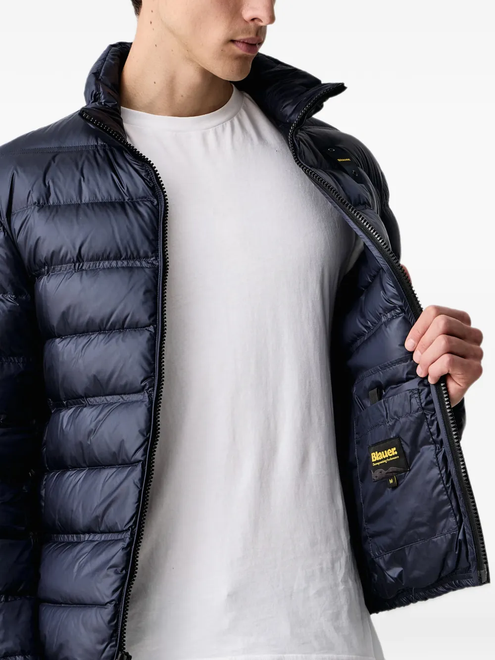 Blauer Belmont quilted high-neck jacket Blauw