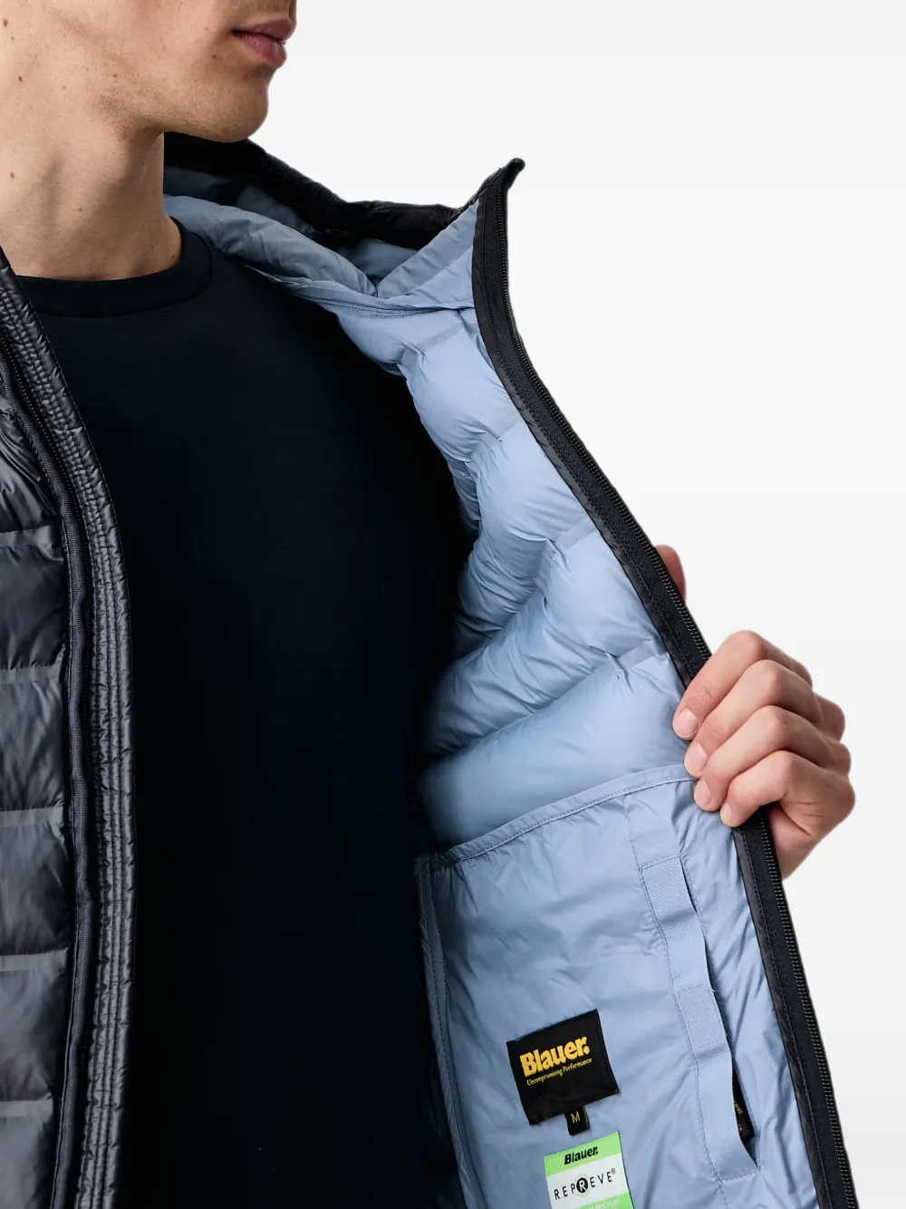 Blauer Charles hooded quilted jacket Blauw