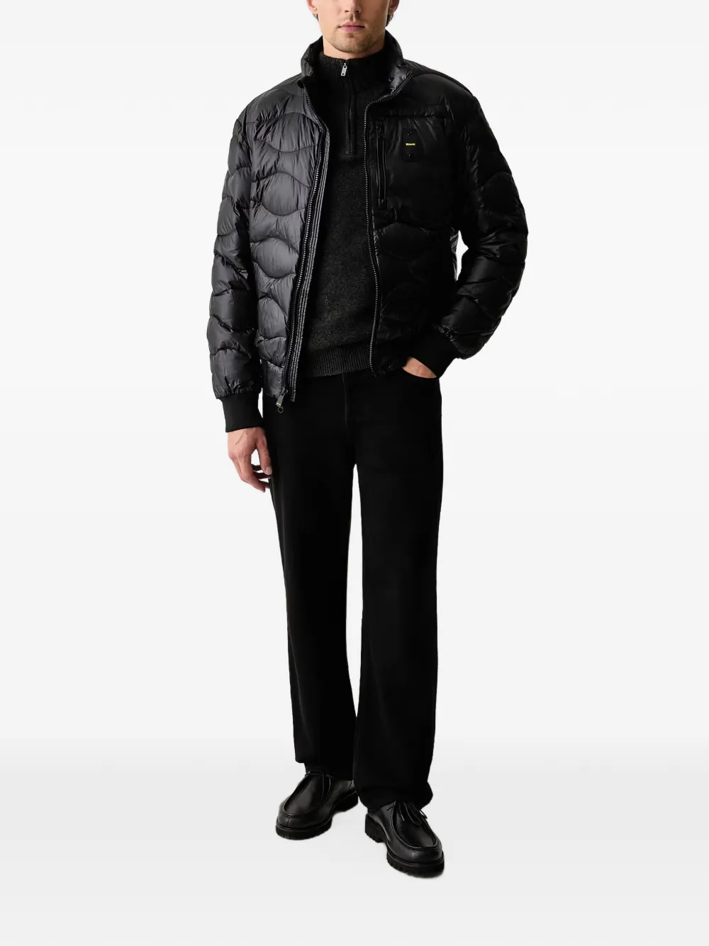 Blauer Daniel wave-quilted padded jacket Zwart