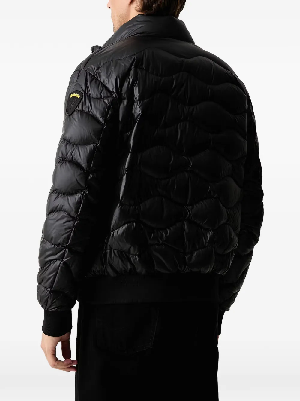 Blauer Daniel wave-quilted padded jacket Zwart