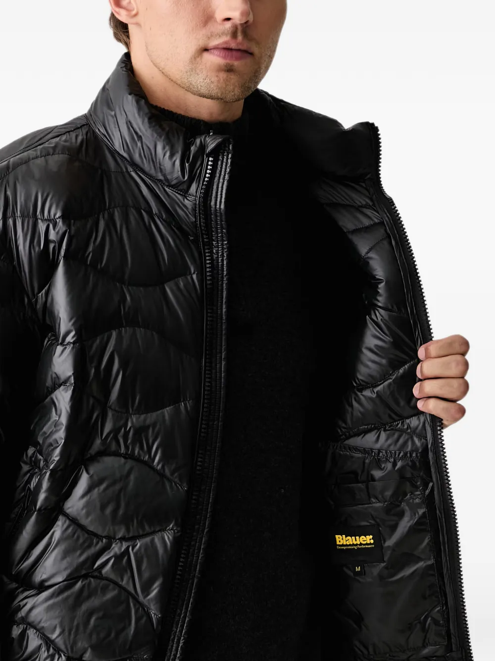 Blauer Daniel wave-quilted padded jacket Zwart