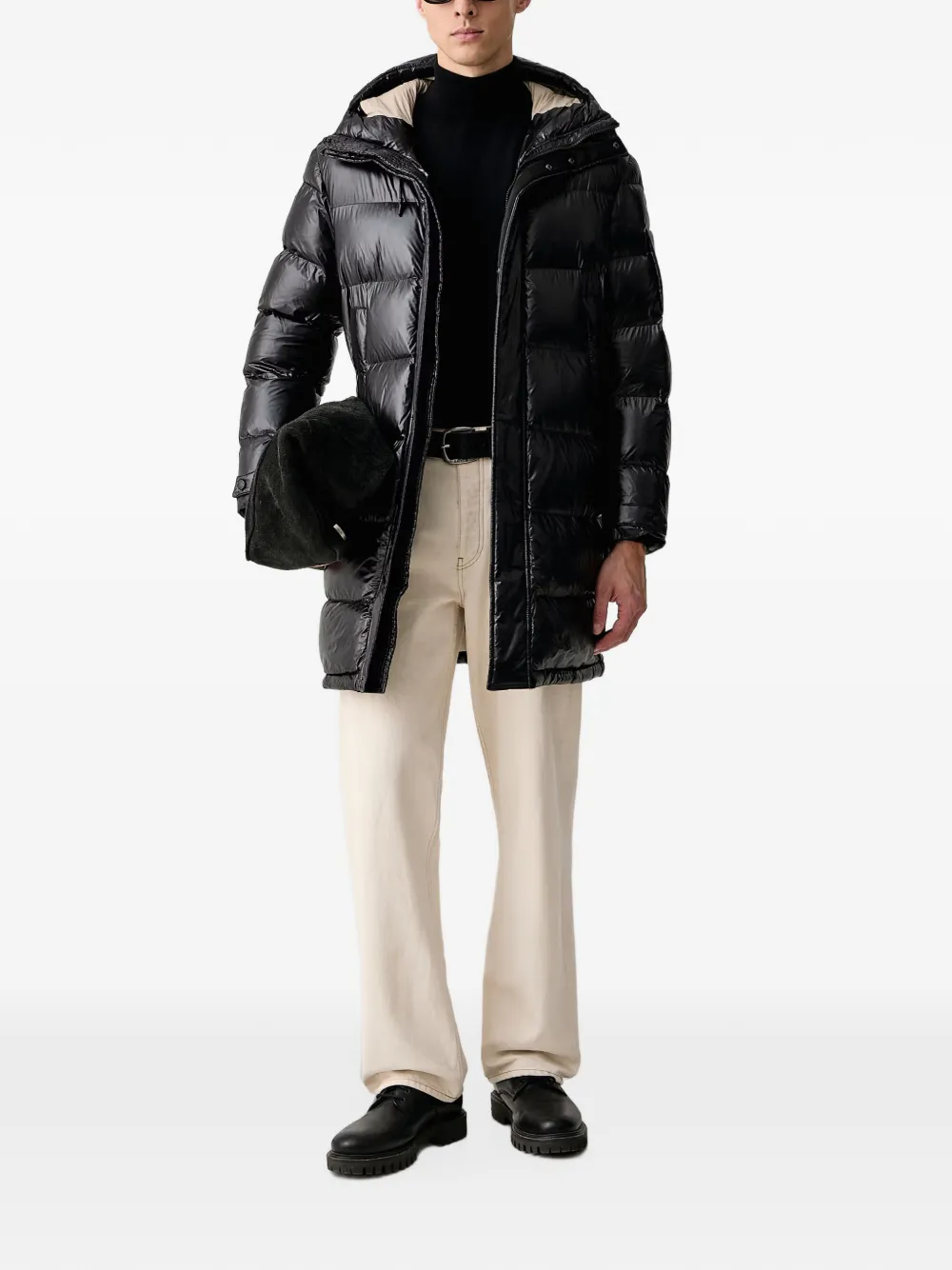 Blauer quilted Sorona Aura hooded jacket Zwart