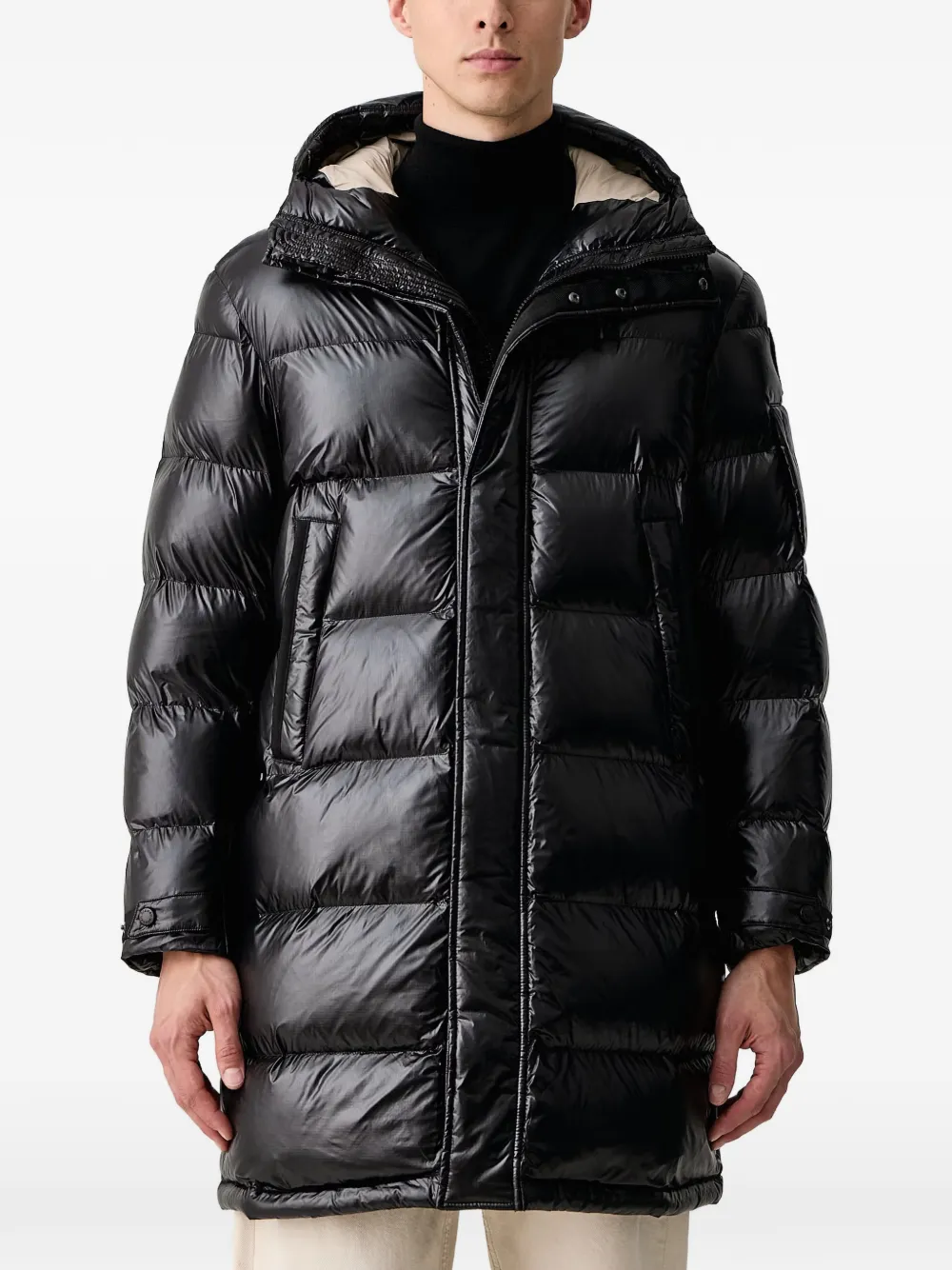 Blauer quilted Sorona Aura hooded jacket Zwart