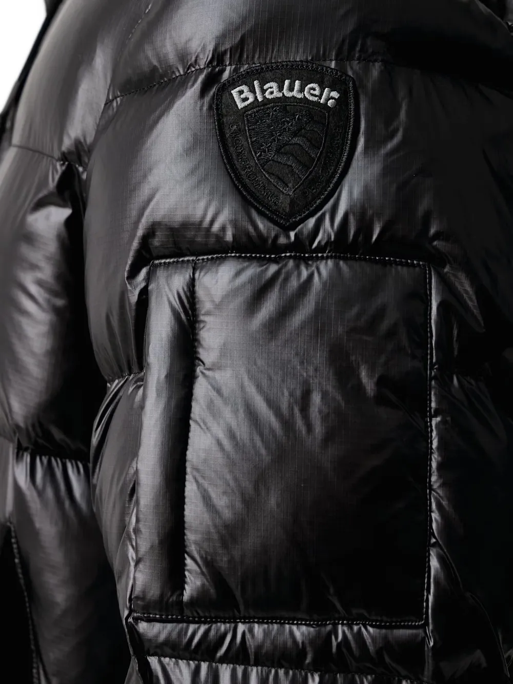 Blauer quilted Sorona Aura hooded jacket Zwart