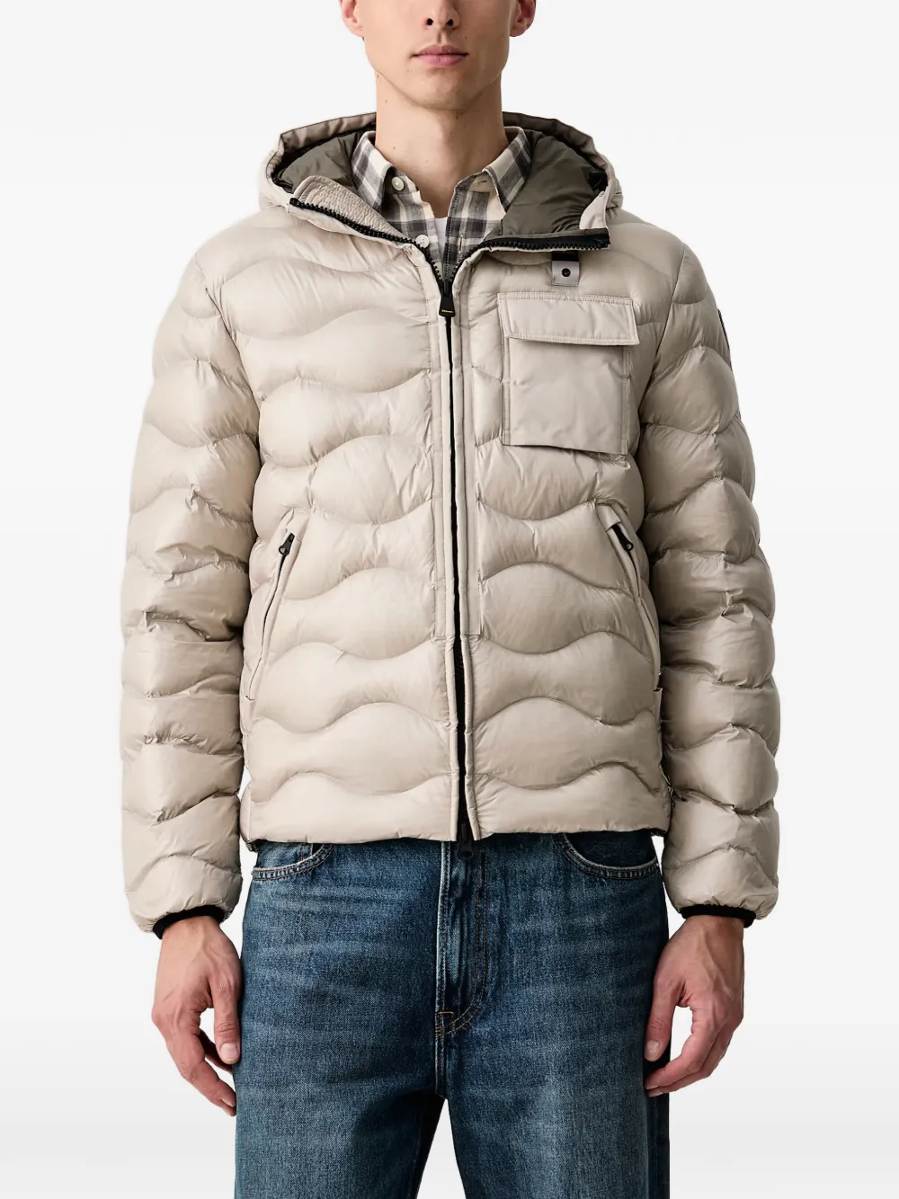 Blauer wave-quilted Sorona Aura hooded jacket Beige