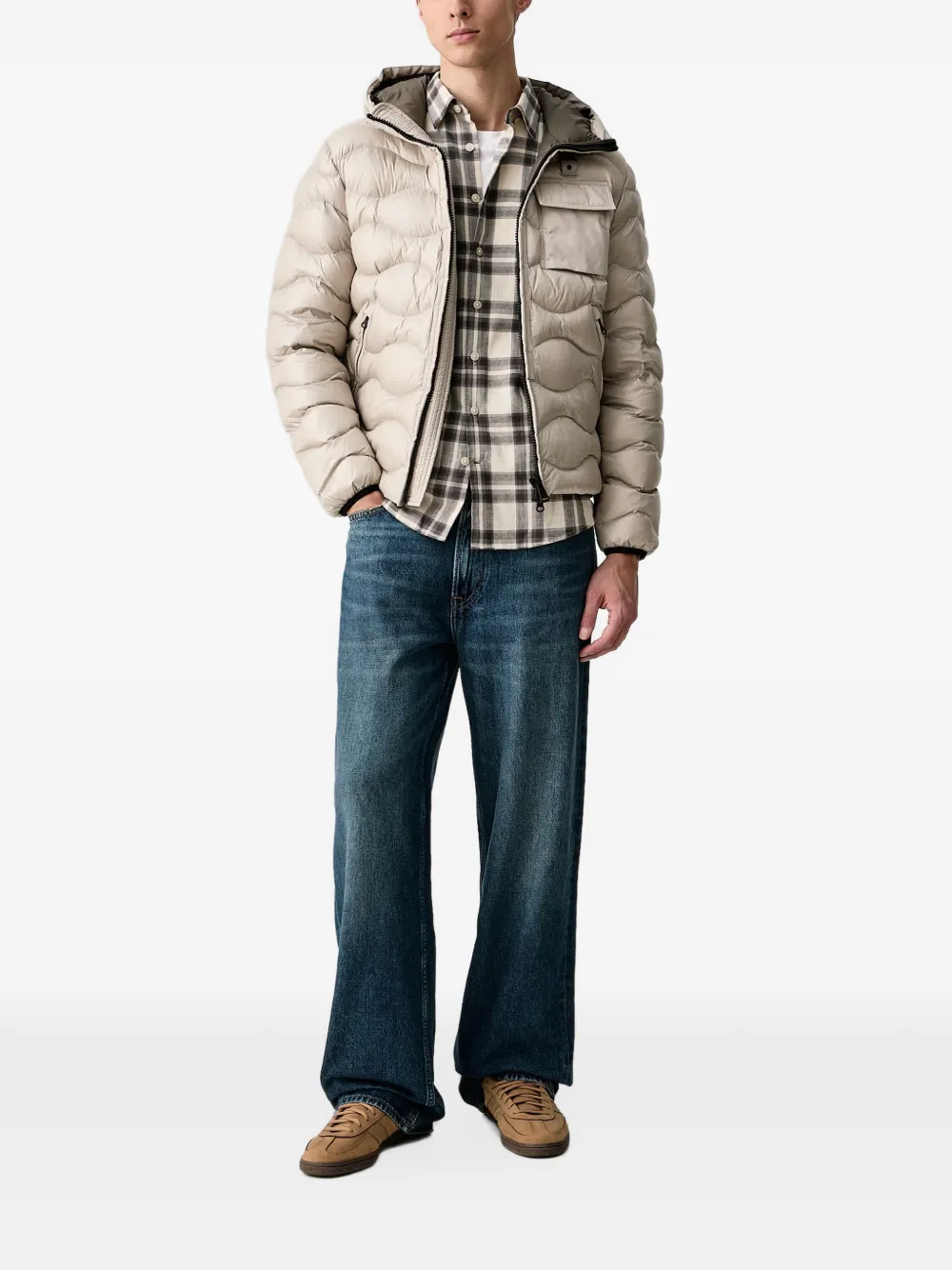 Blauer wave-quilted Sorona Aura hooded jacket Beige