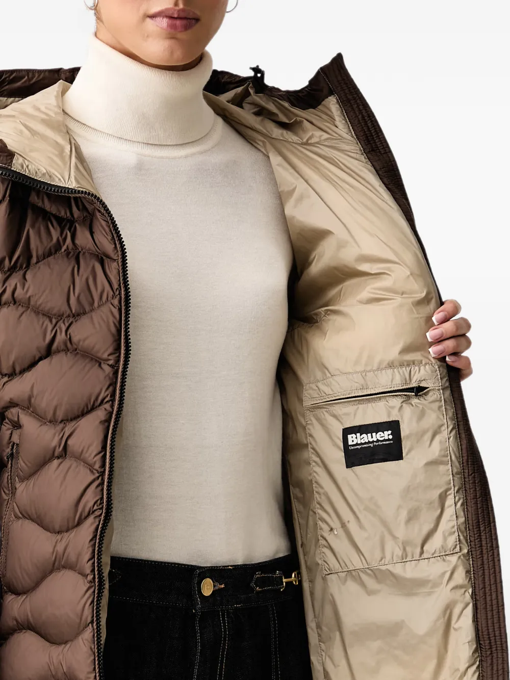 Blauer Lyne quilted hooded jacket Bruin