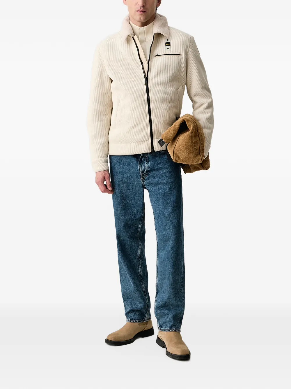 Blauer Fourth faux-shearling-lined bomber jacket Wit