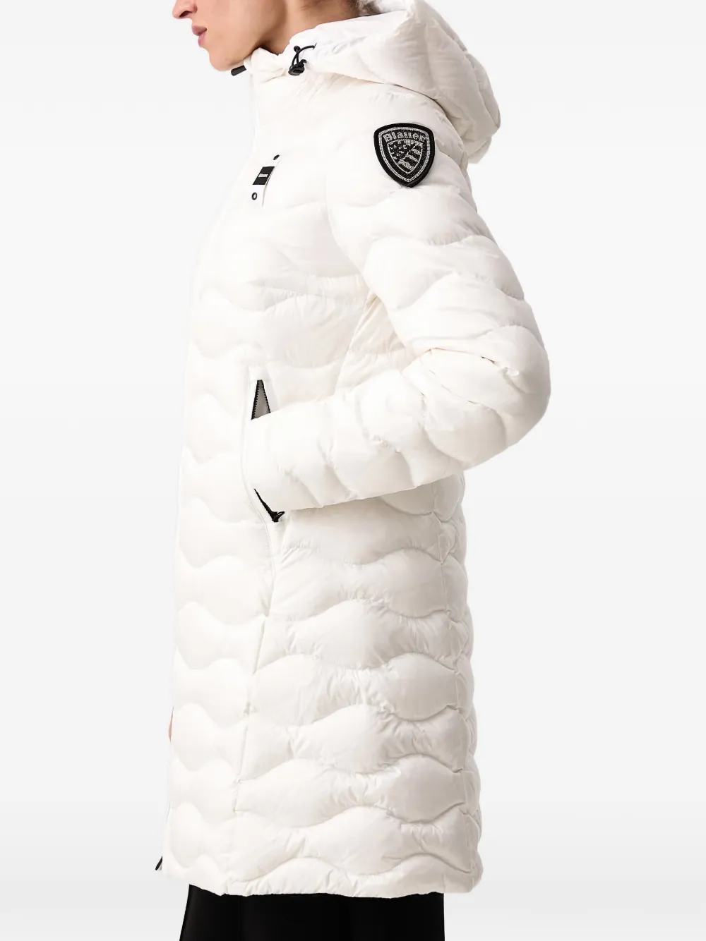 Blauer Lyne wave-quilted hooded jacket Wit