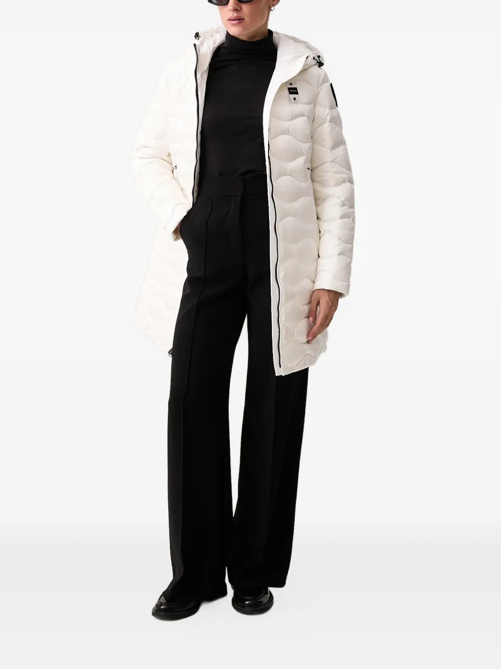 Blauer Lyne wave-quilted hooded jacket Wit