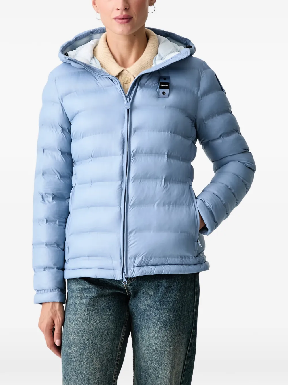 Blauer Ellis quilted hooded jacket Blauw