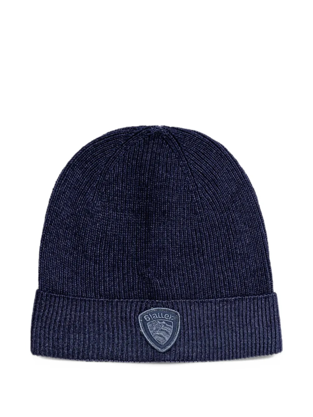 Blauer Oliver logo-patch ribbed-knit beanie hat - Blu