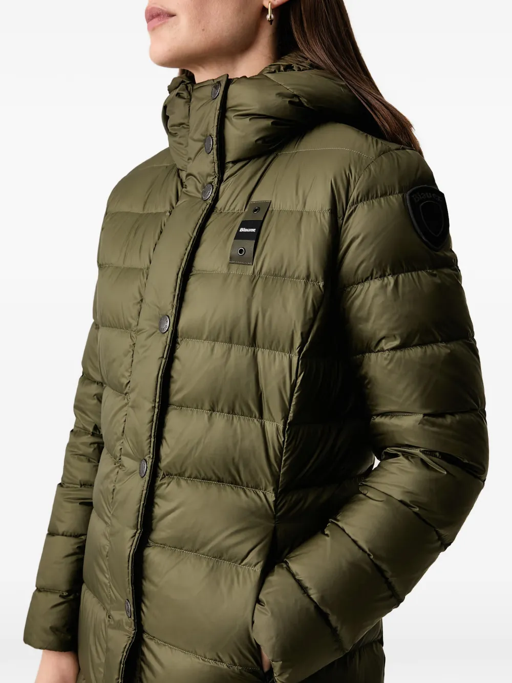 Blauer quilted hooded coat Groen