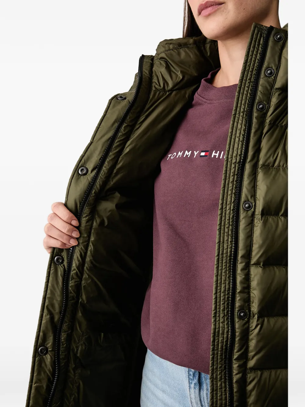 Blauer quilted hooded coat Groen