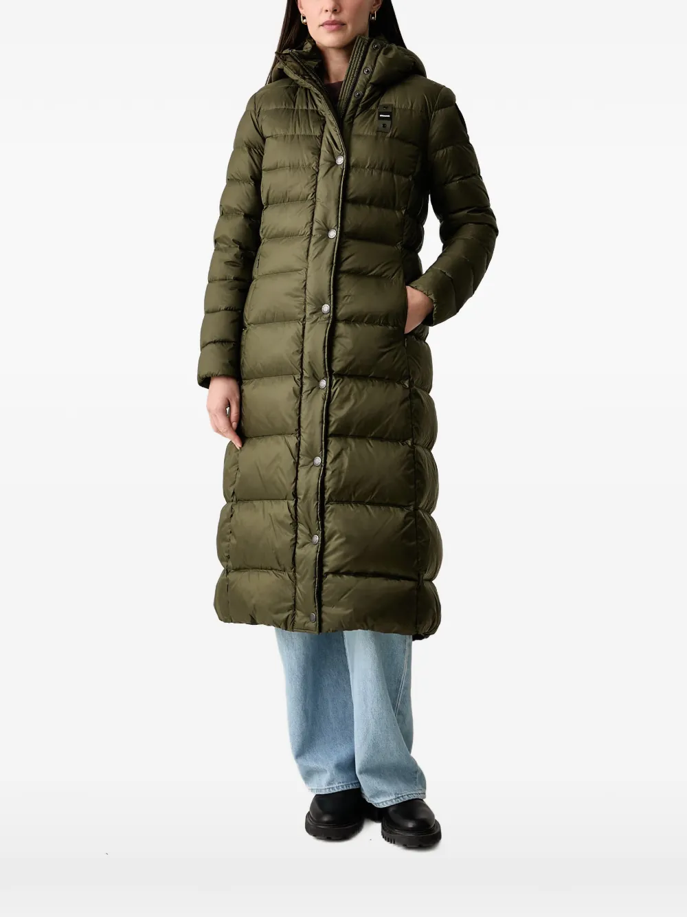 Blauer quilted hooded coat Groen