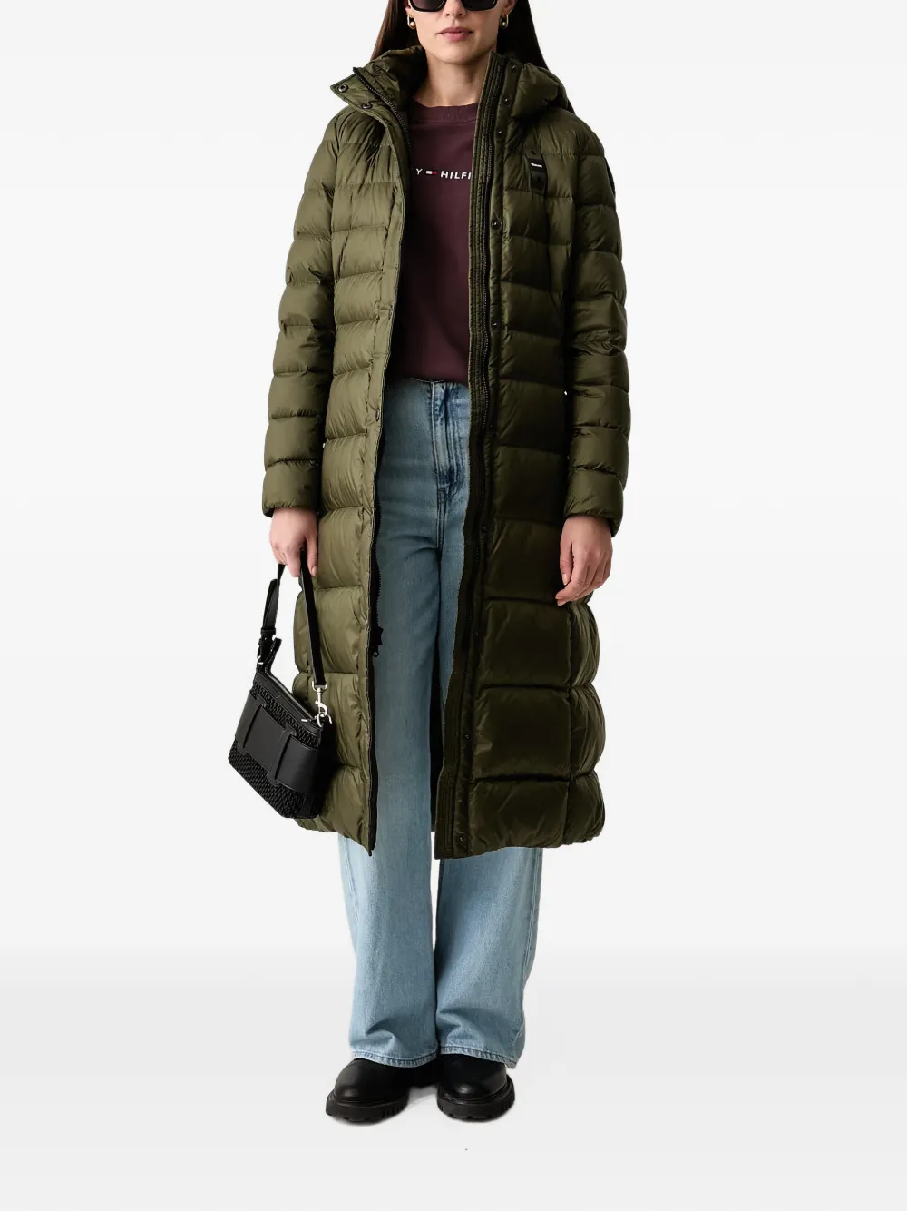 Blauer quilted hooded coat Groen