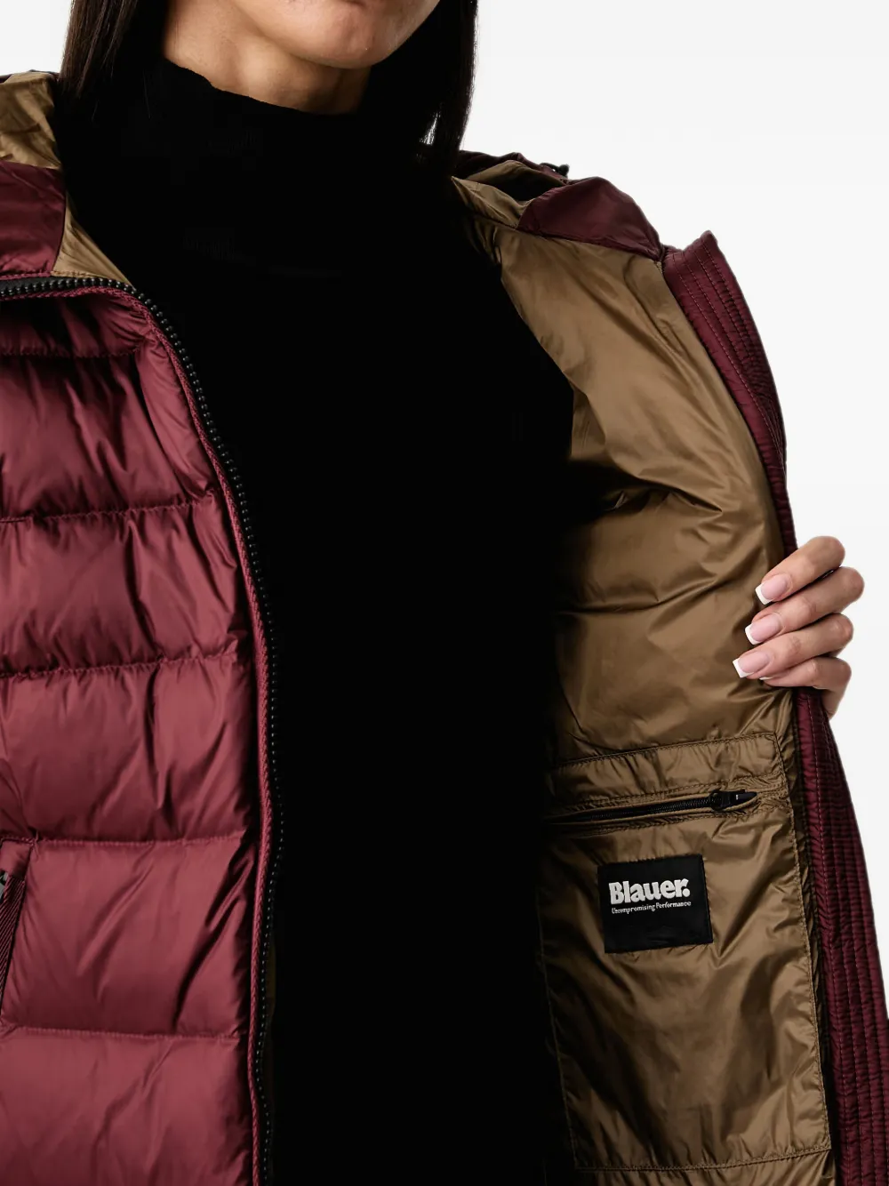 Blauer Agnes quilted hooded jacket Rood