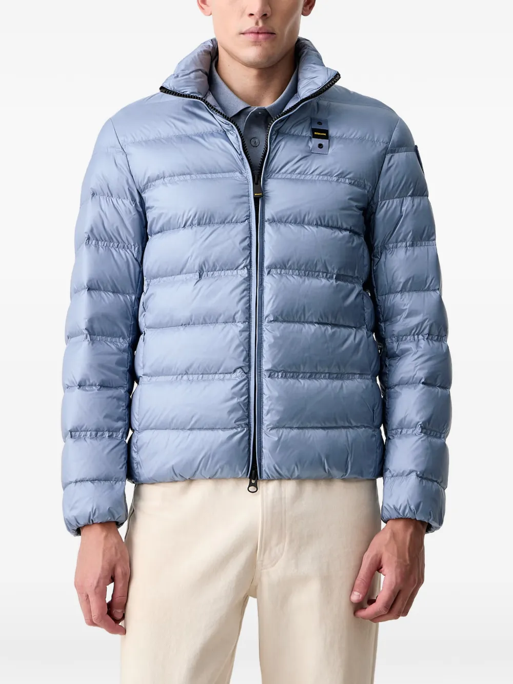Blauer Belmont quilted logo-patch jacket Blauw