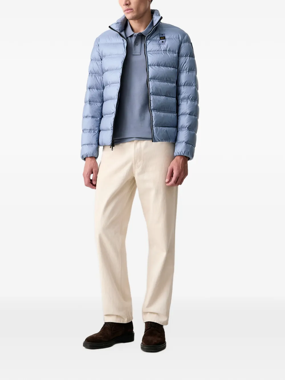 Blauer Belmont quilted logo-patch jacket Blauw