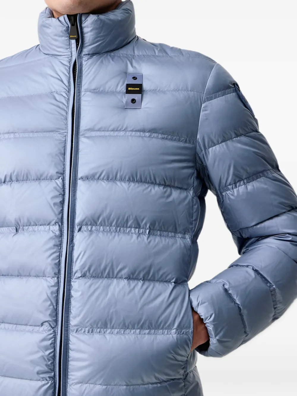 Blauer Belmont quilted logo-patch jacket Blauw