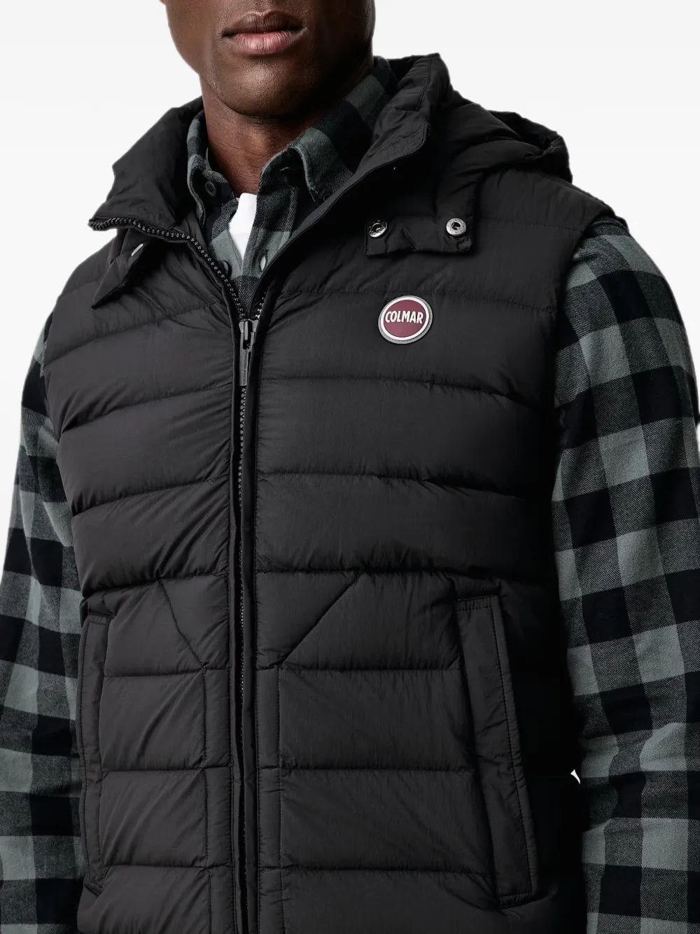 Colmar hooded quilted gilet Zwart