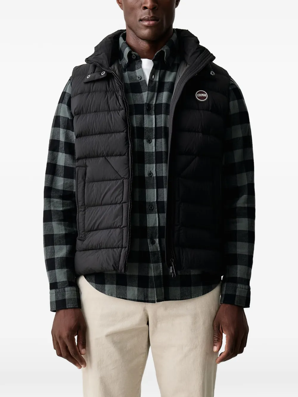 Colmar hooded quilted gilet Zwart