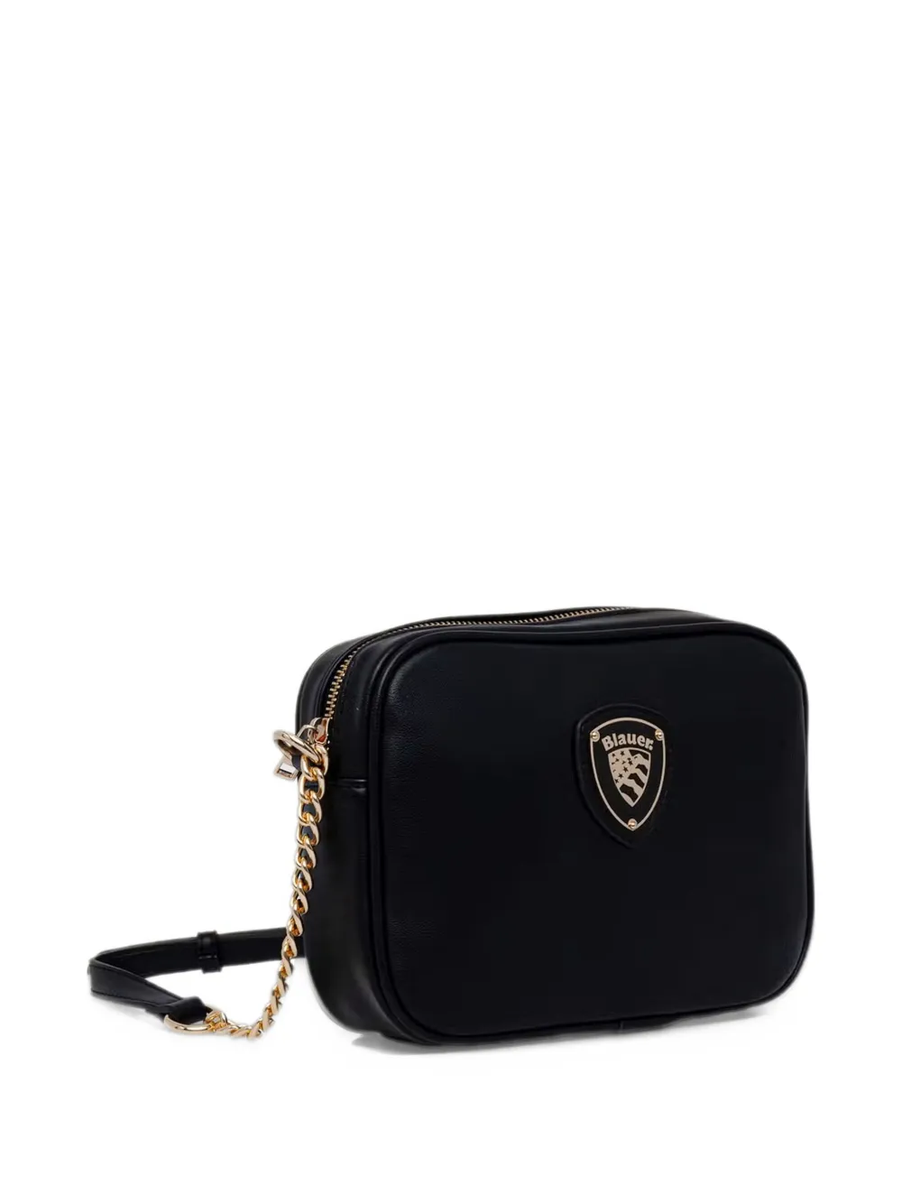 Blauer logo-plaque chain-link crossbody bag Zwart