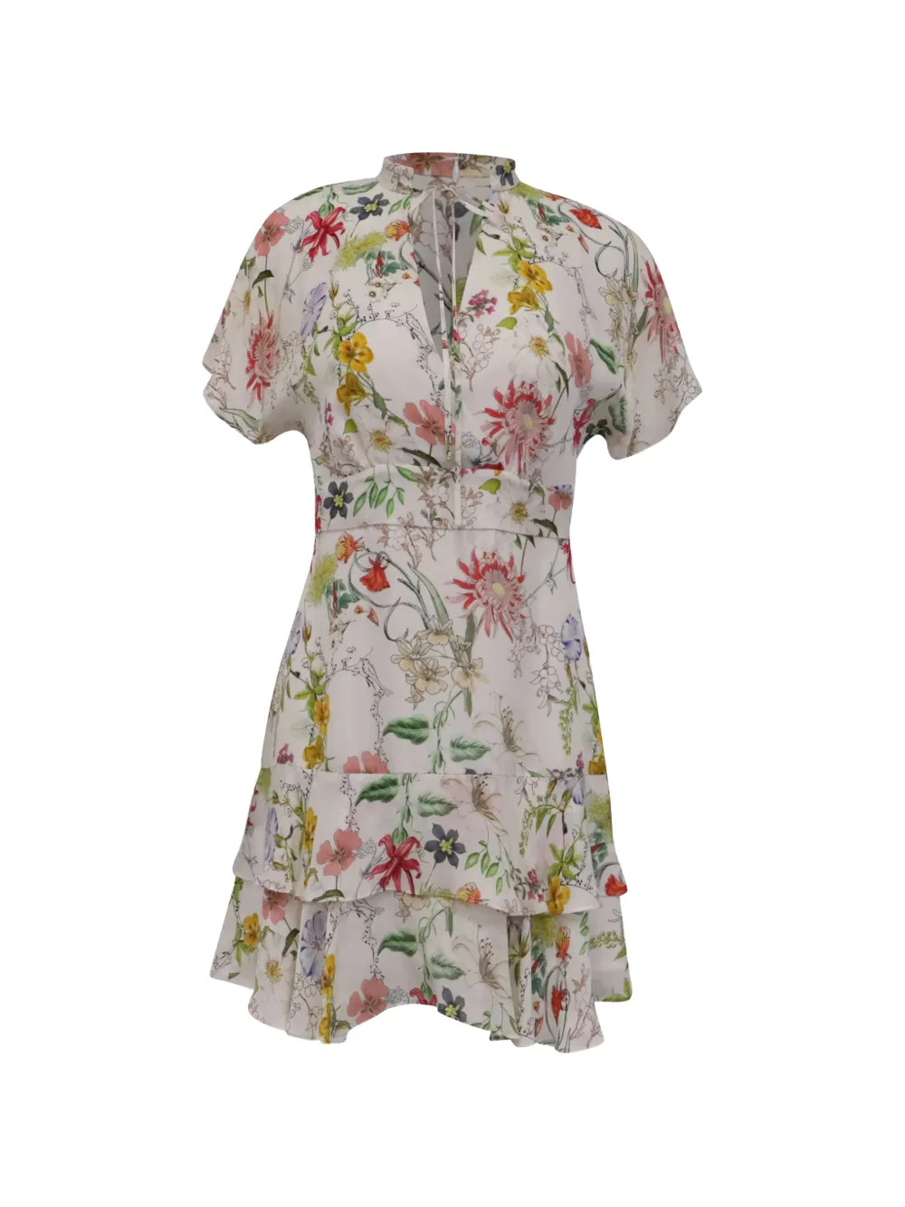 Parker floral-print tiered dress - Bianco