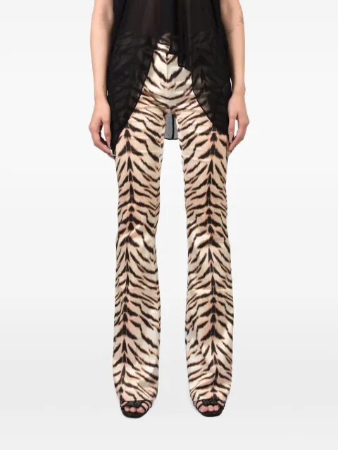 Room SERVICE Ausgestellte Satinhose mit Tiger-Print