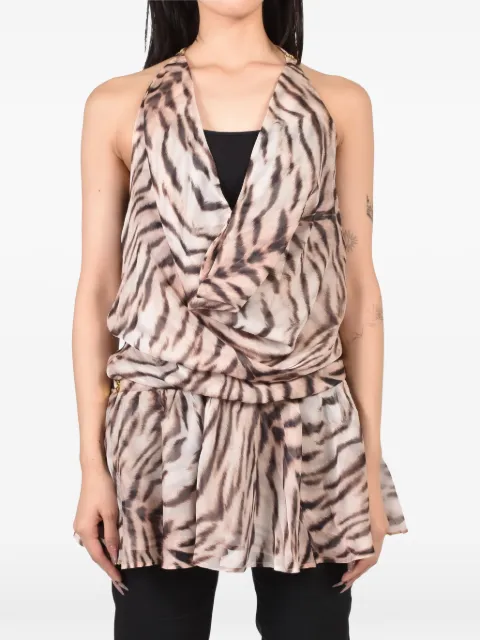 Room SERVICE Schräg geschnittenes Minikleid mit Tiger-Print