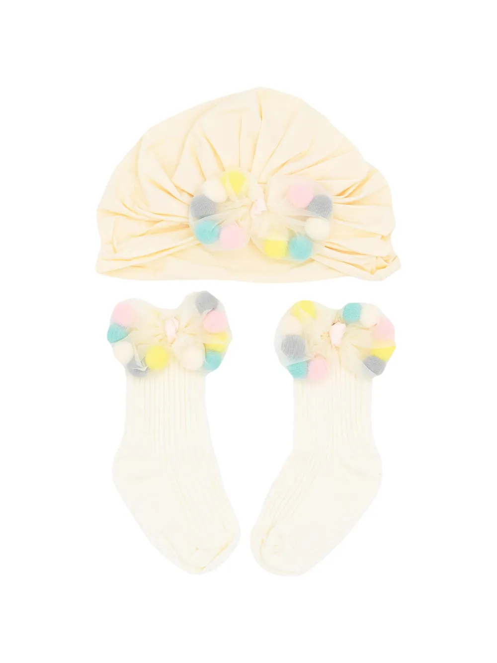 Mimi Tutu pom-pom hat set (set of two) - Yellow
