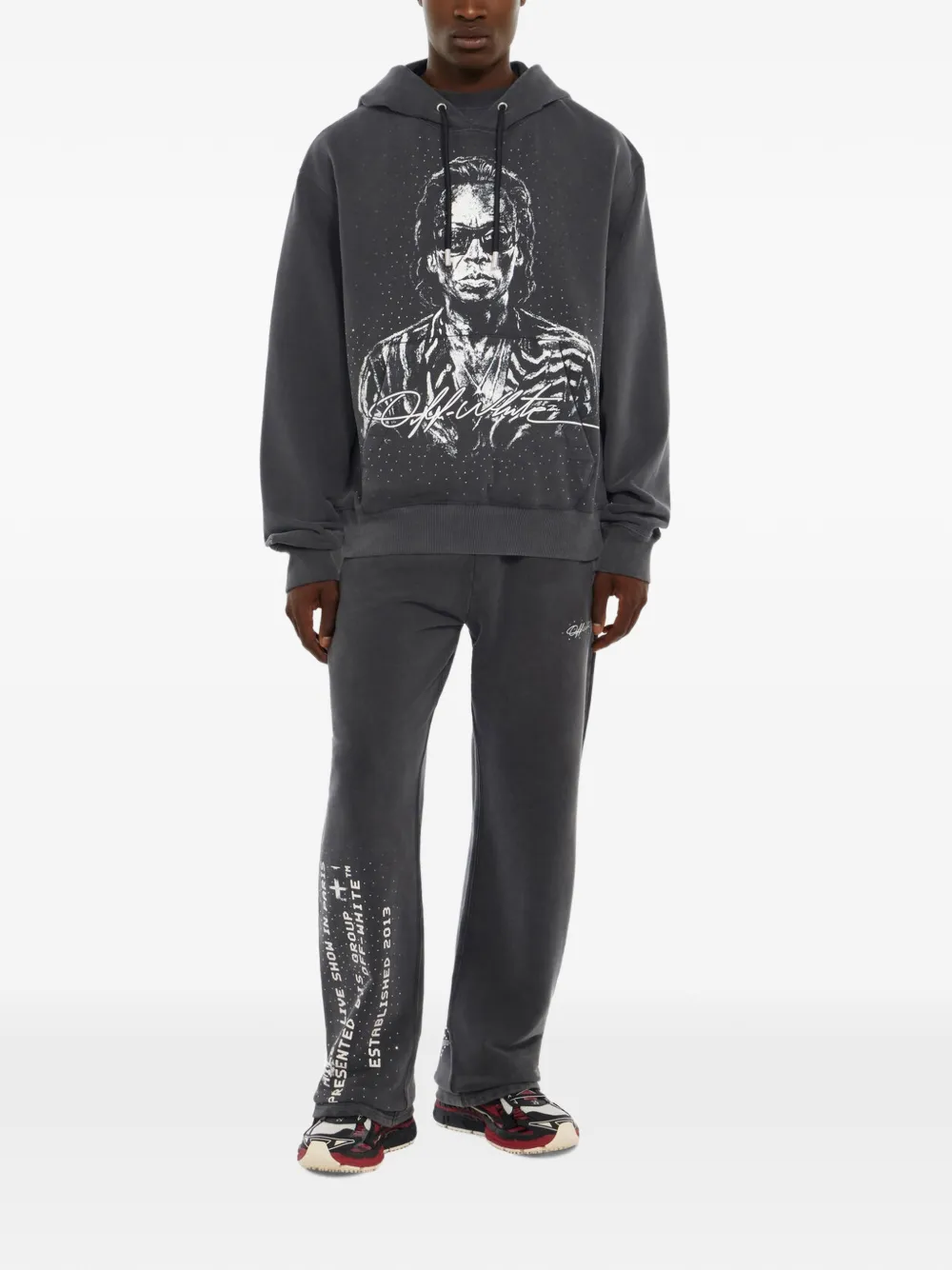 Off-White Mr. Davis stadium regular hoodie Zwart