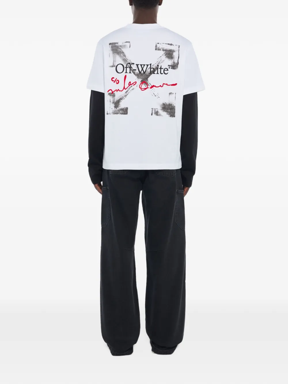 Off-White Mr. Davis Yesternow double-sleeve regular long-sleeve T-shirt Wit