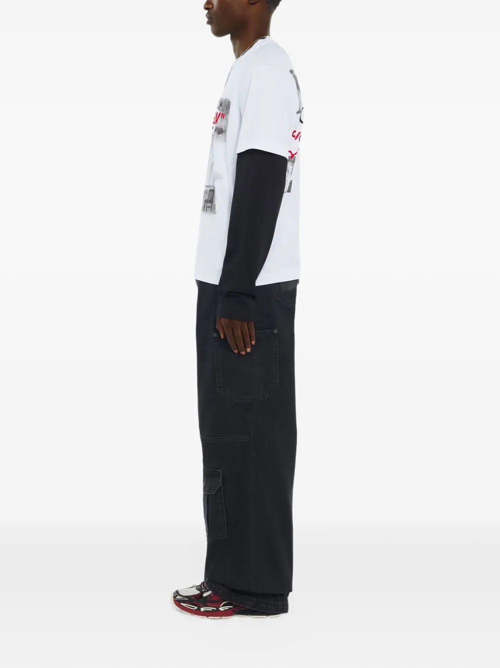 Off-White Mr. Davis Yesternow double-sleeve regular long-sleeve T-shirt Wit