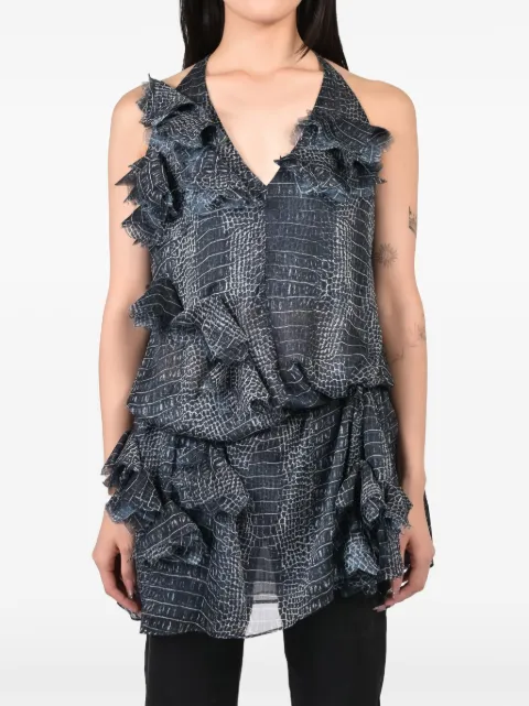 Room SERVICE ruffled croc-effect mini dress