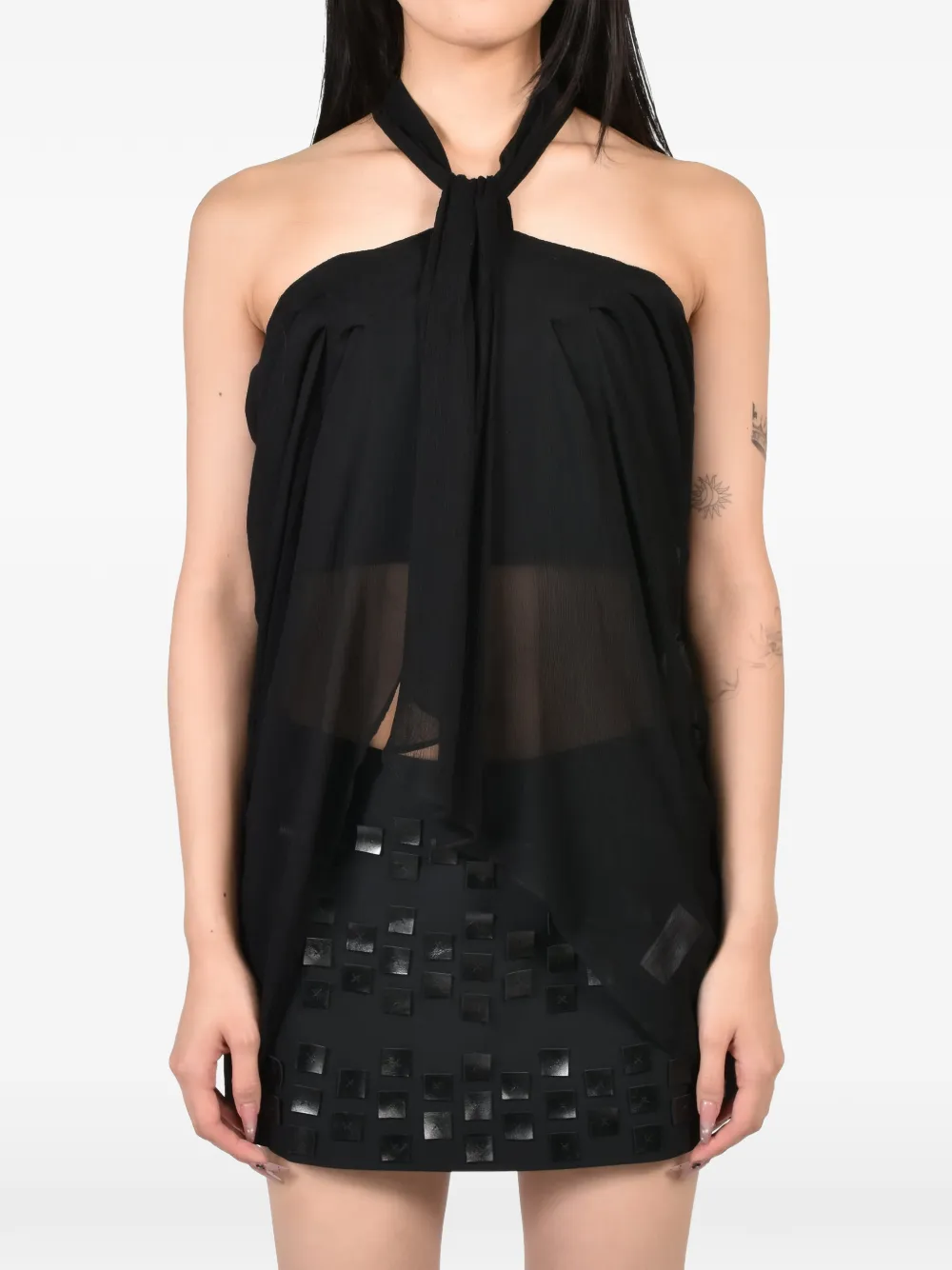 Room SERVICE ruched draped halterneck top - Nero