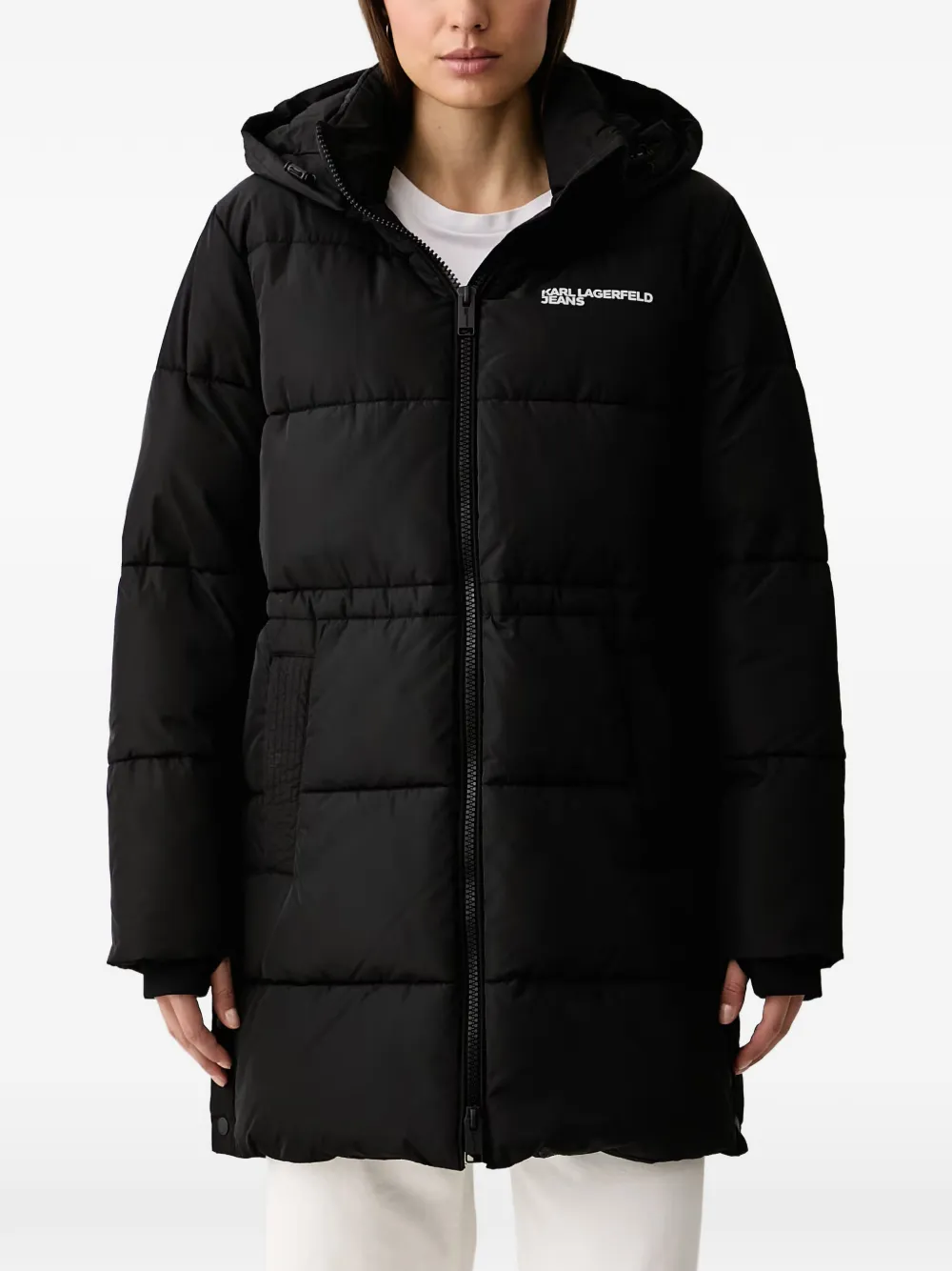 Karl Lagerfeld Jeans hooded quilted coat - Black